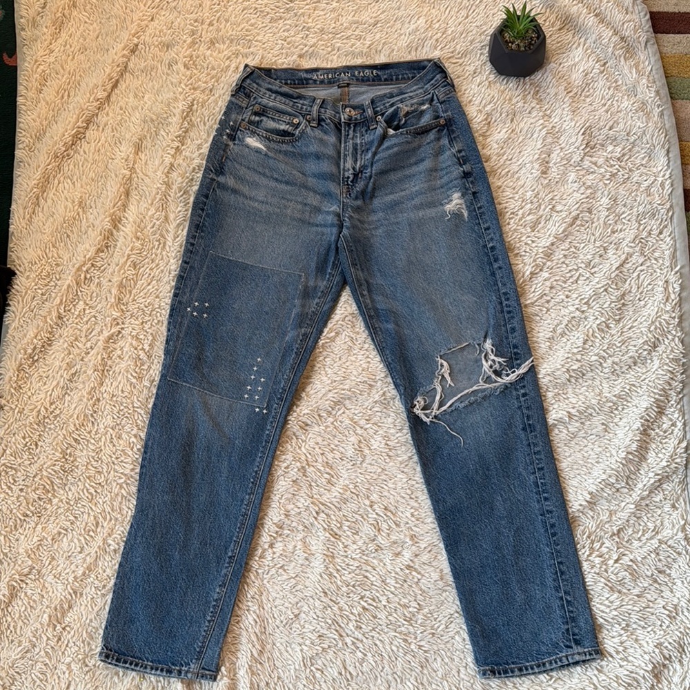 American Eagle AE Strigid Ripped '90s Straight Jeans size 4 regular